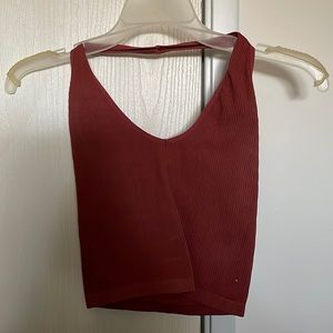 Scoop neck crop top, dark raspberry color